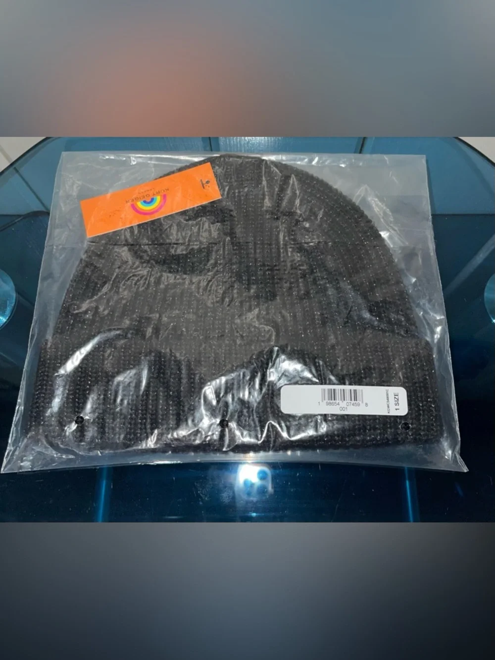 Kurt Geiger London Shimmer Black Sparkle Knit Beanie Winter Hat Eagle NWT - Picture 8 of 8